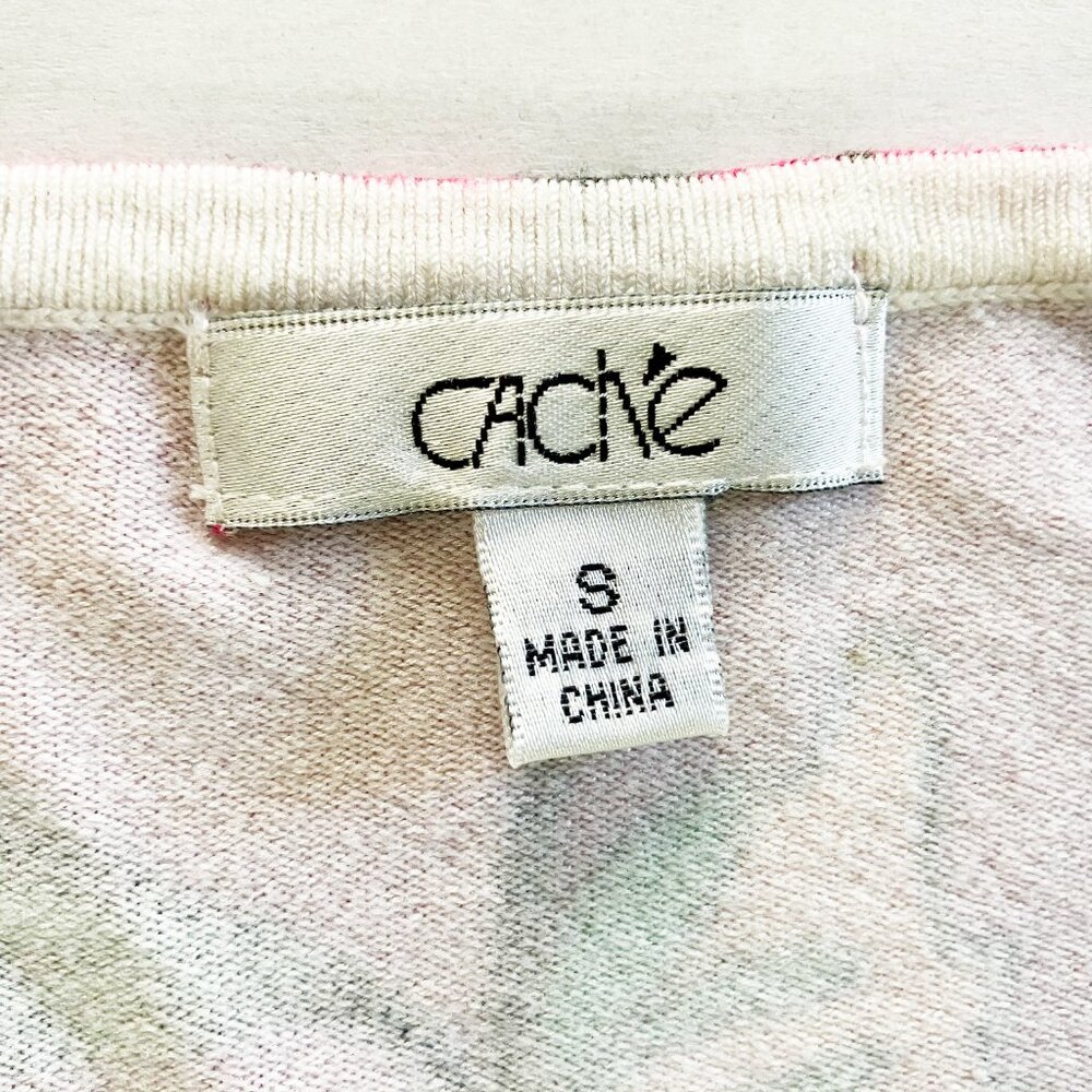 Cache | Beaded Multicolor Top Flower Print | Rare Find | Size Small - Picture 2 of 12